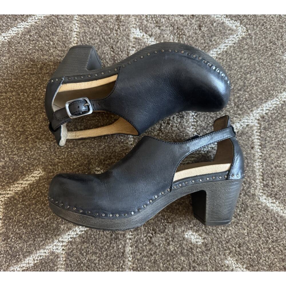 Dansko Sassy Milled Burnished Black Clog Sandal Contoured Footbed Lightweight 38 - Picture 12 of 15